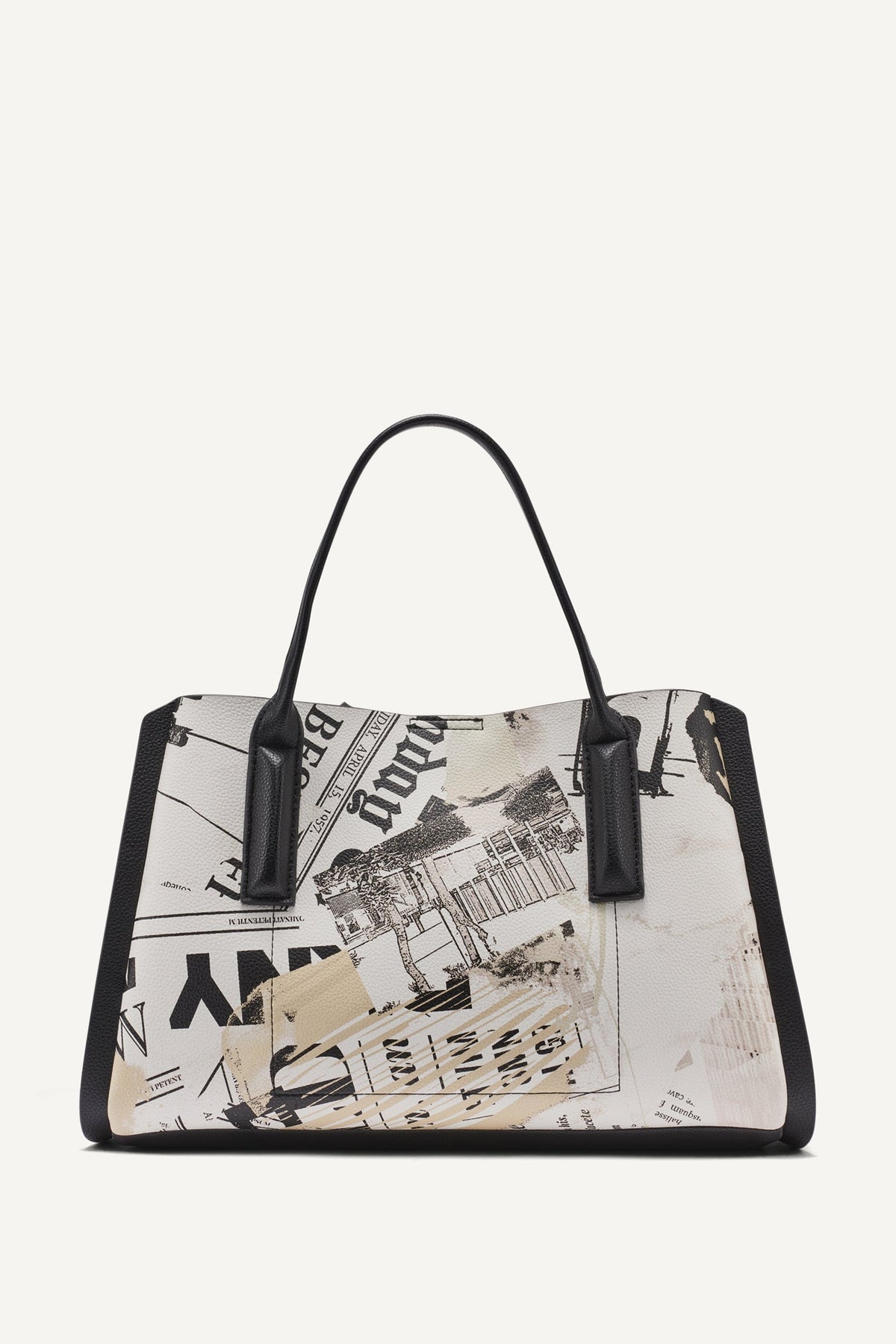 White/Black DKNY JOSIE NEWSPAPER SATCHEL