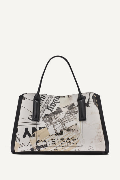 White/Black DKNY JOSIE NEWSPAPER SATCHEL