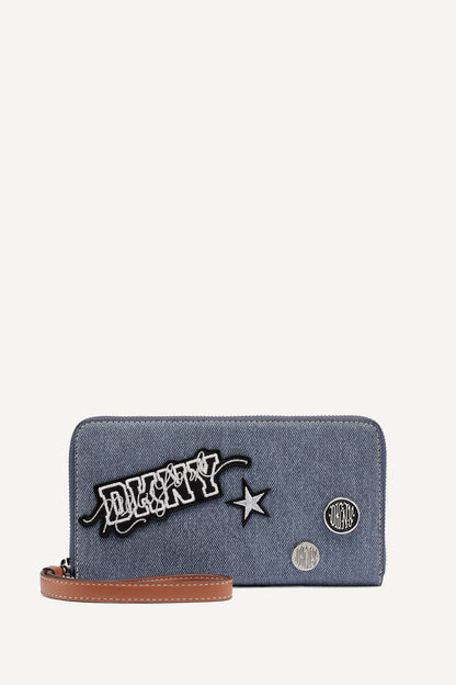 Denim DKNY NESSA LARGE ZIP AROUND WALLET