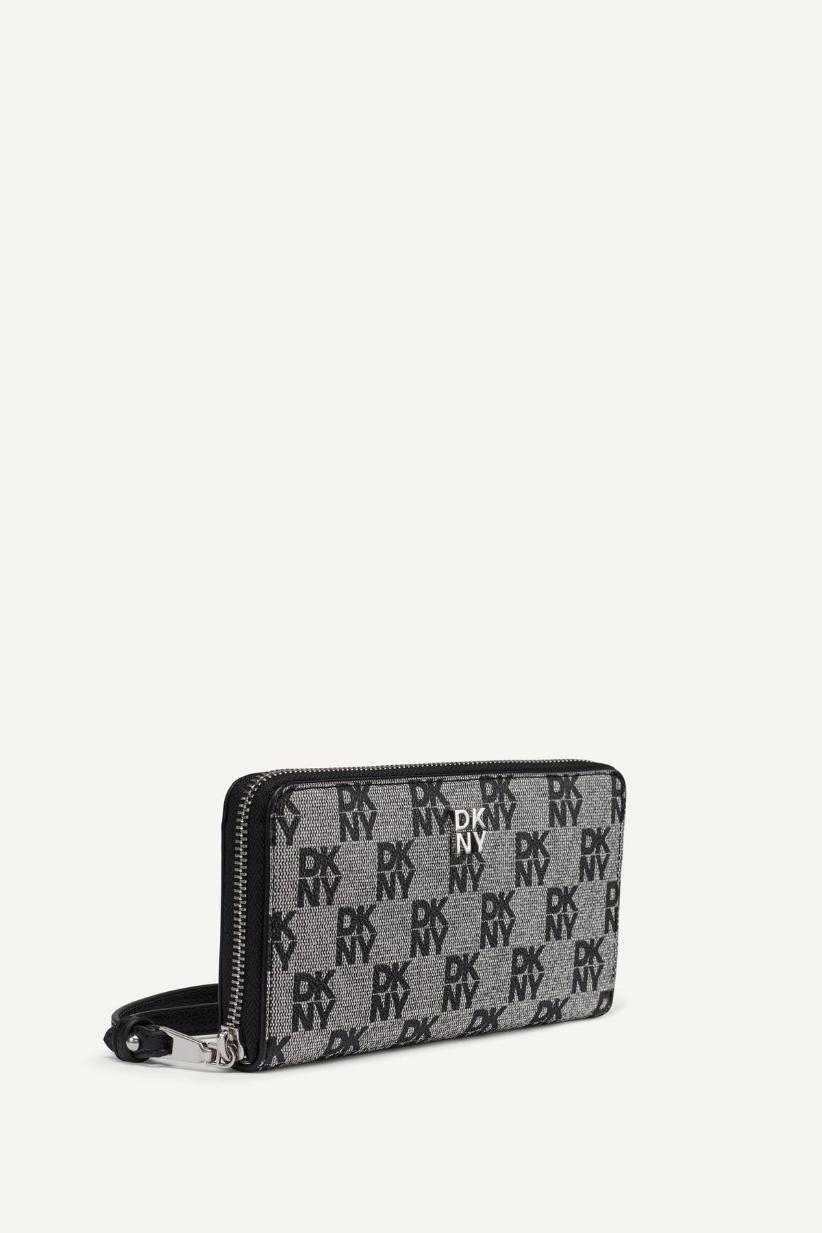 Black Logo Black DKNY SARAH LARGE ZIP AROUND WALLET