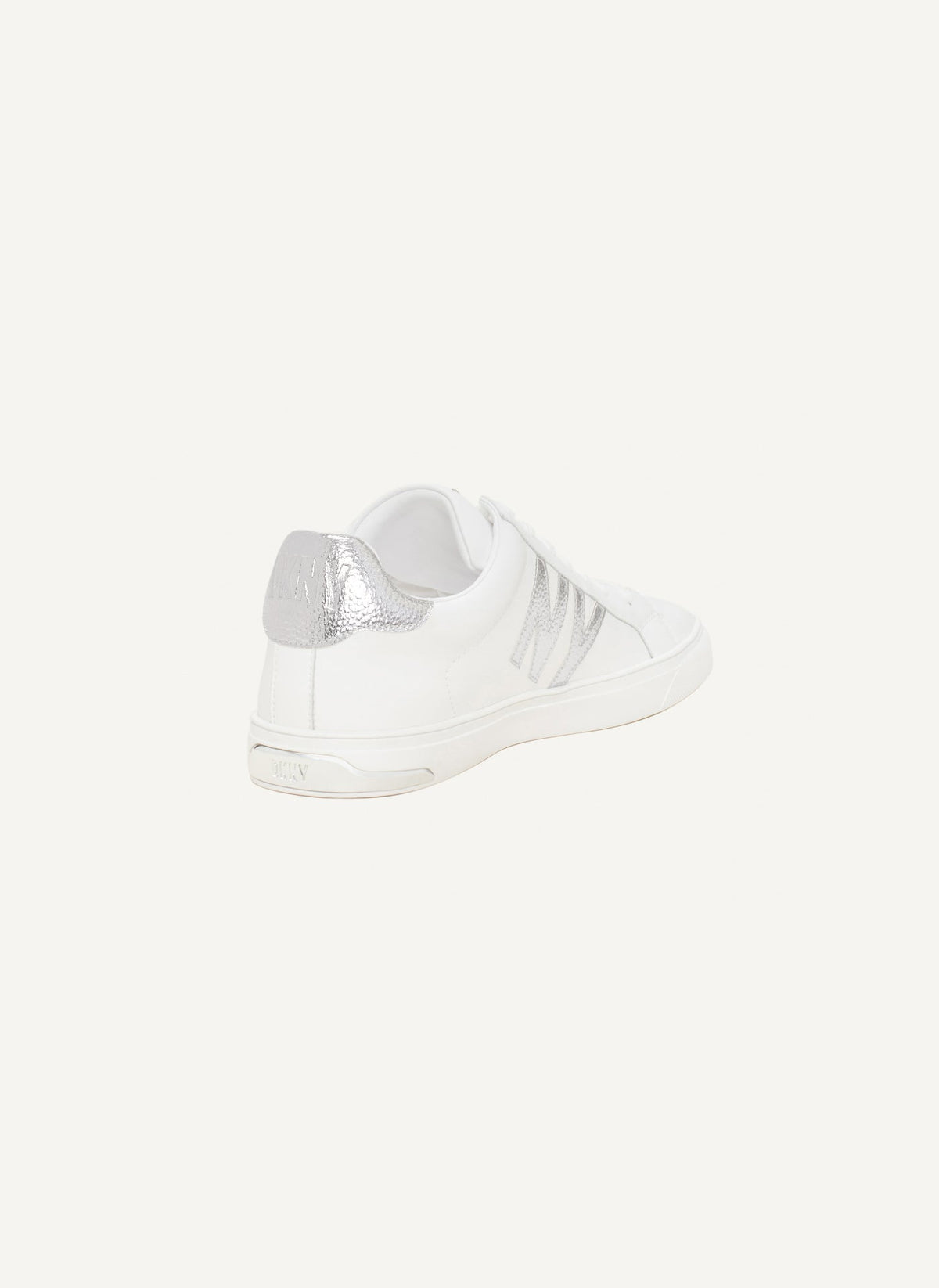 WHITE/SILVER DKNY ABENI LOGO LOW-TOP SNEAKER