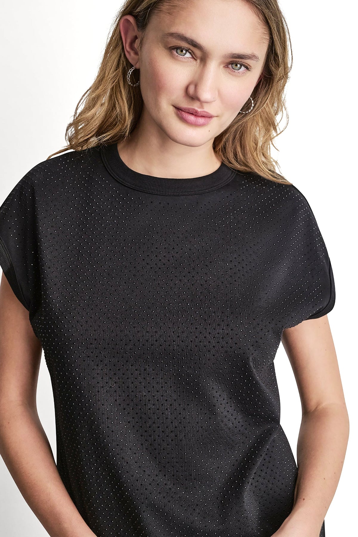 Black DKNY RHINESTONE EMBELLISHED TANK TOP