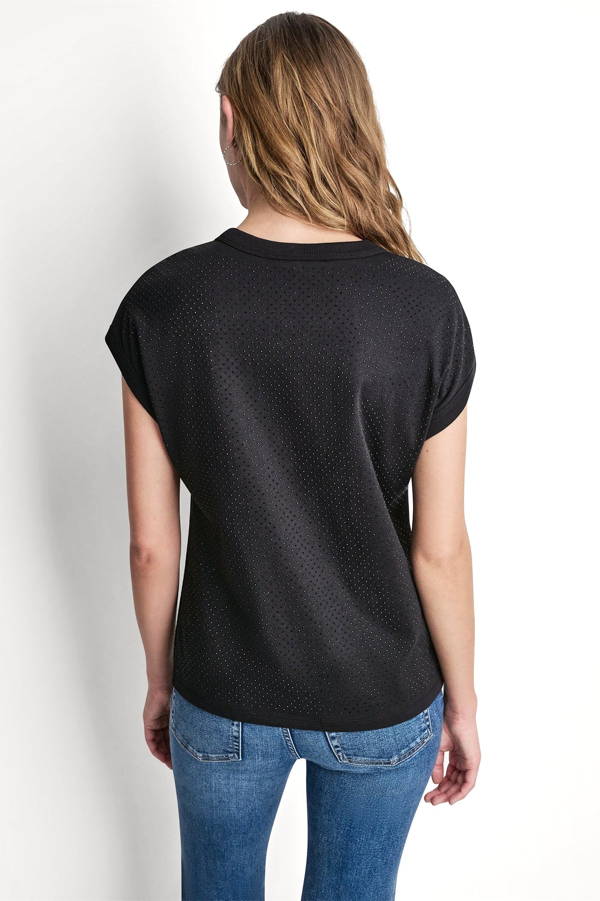 Black DKNY RHINESTONE EMBELLISHED TANK TOP
