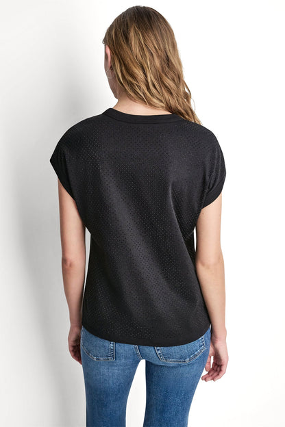 Black DKNY RHINESTONE EMBELLISHED TANK TOP