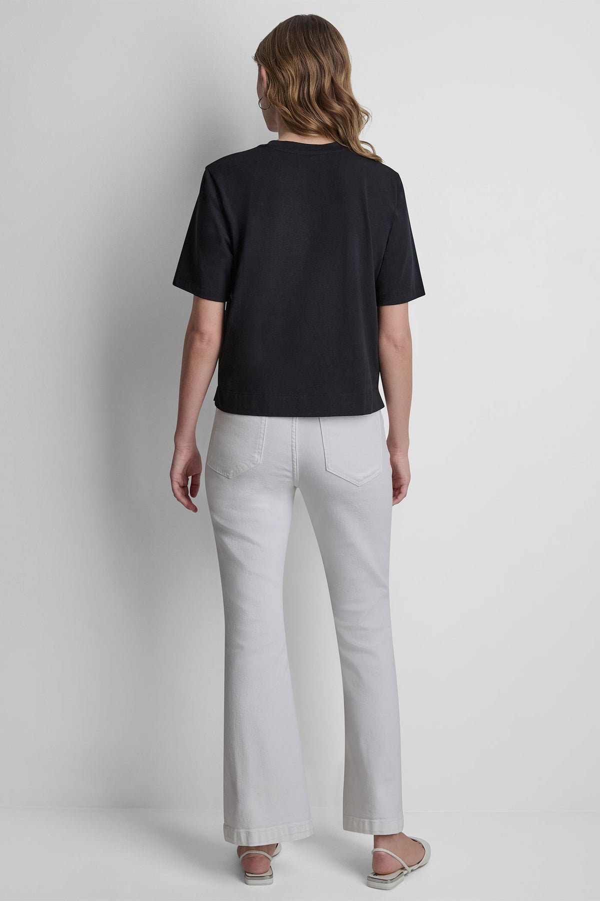 Black DKNY CRYSTAL BORDER LOGO GRAPHIC TEE