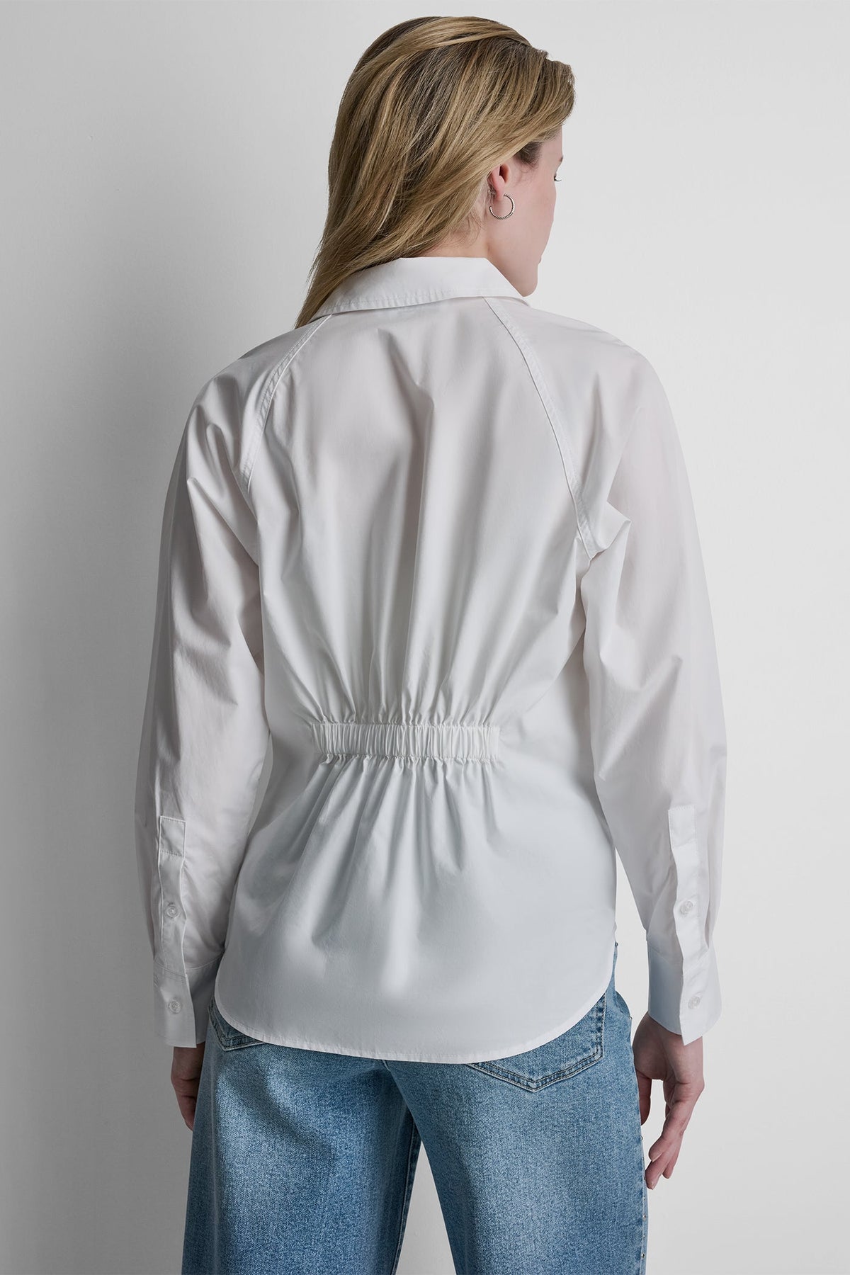 White DKNY BUTTON FRONT SHIRT WITH FITTED BACK