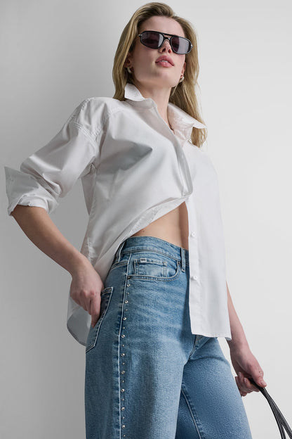 White DKNY BUTTON FRONT SHIRT WITH FITTED BACK