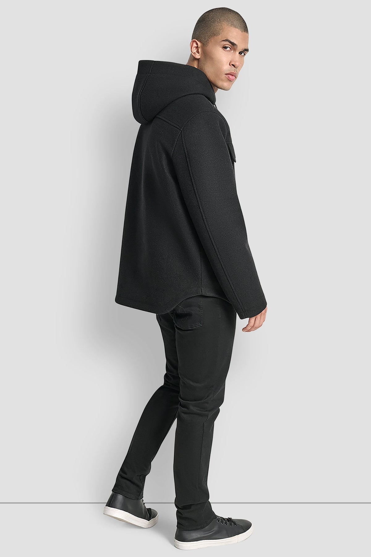 Grey DKNY FAUX WOOL HOODED SHIRT JACKET