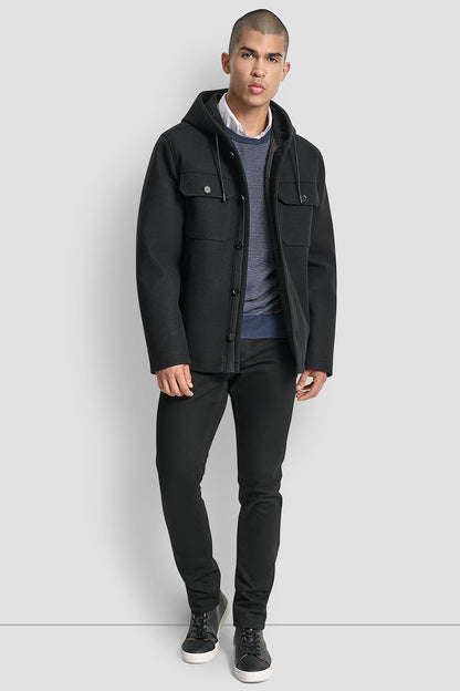 Grey DKNY FAUX WOOL HOODED SHIRT JACKET