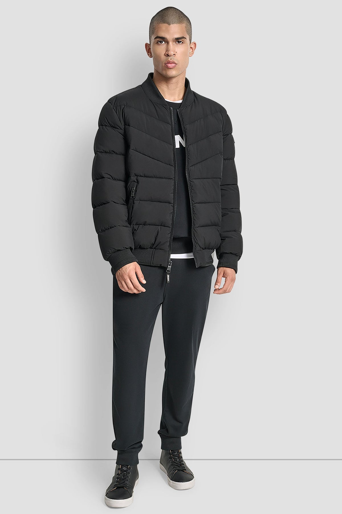 Black DKNY STRETCH BOMBER JACKET