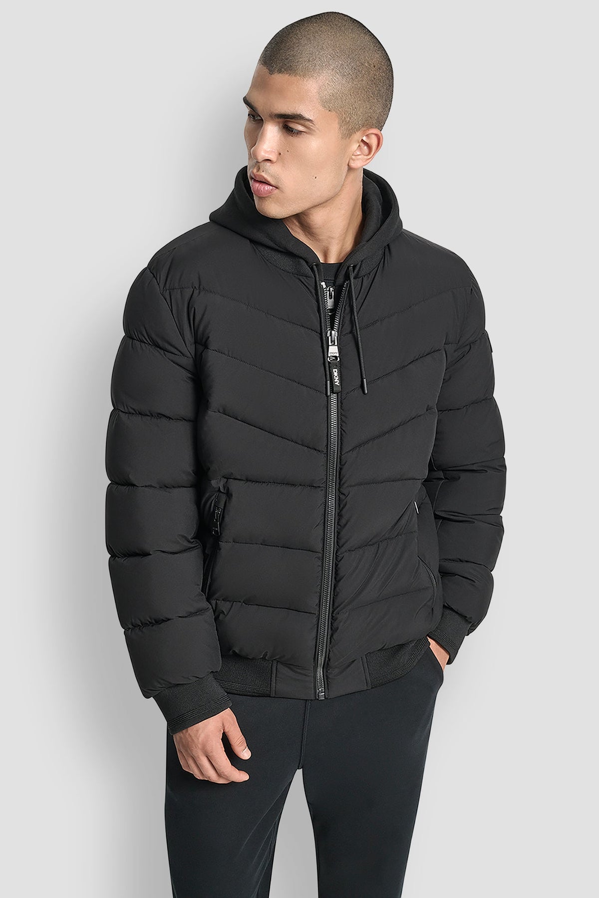 Black DKNY STRETCH BOMBER JACKET