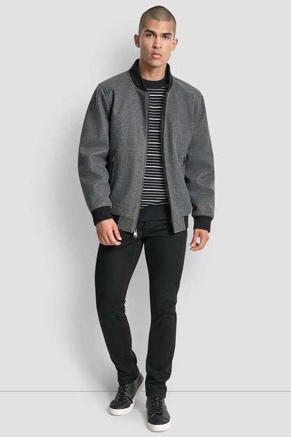 Grey DKNY FAUX WOOL BOMBER WITH HOODED BIB