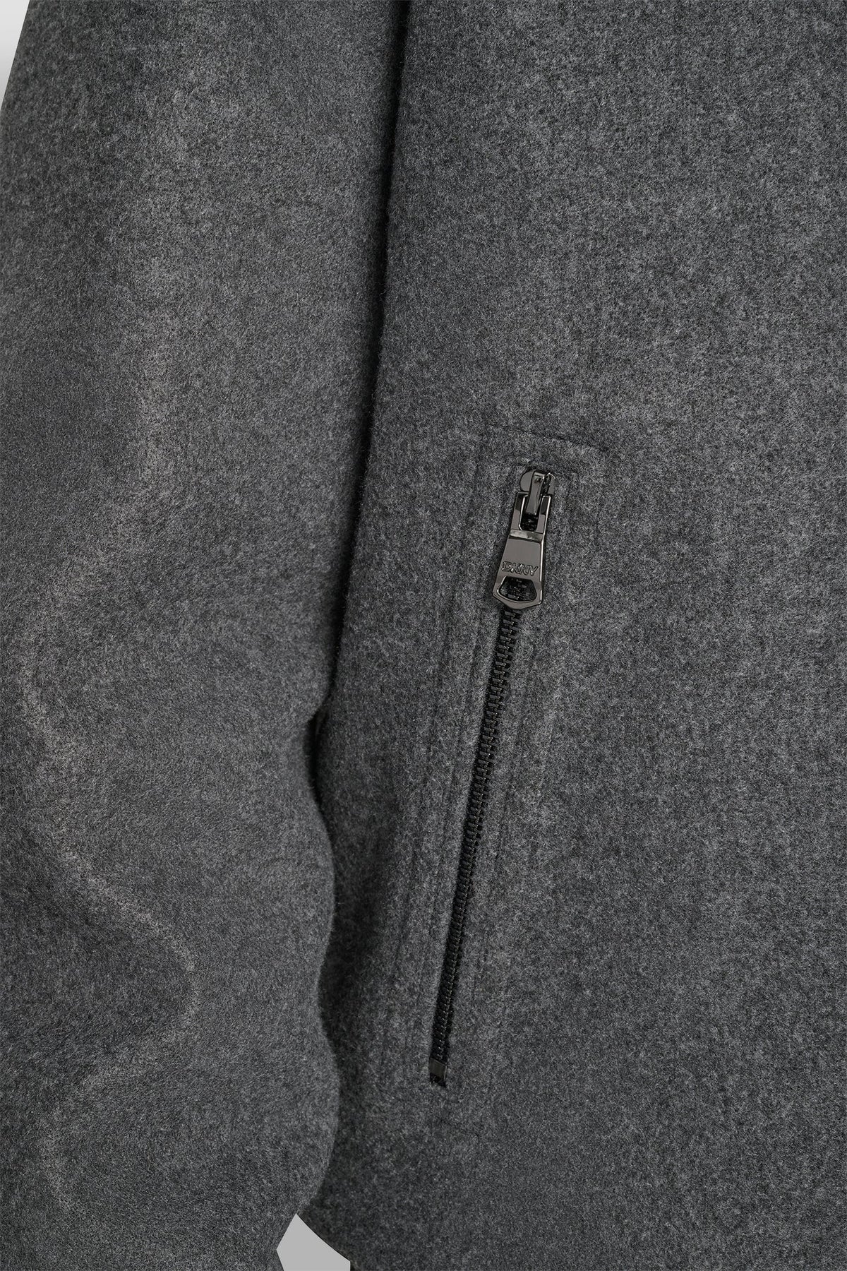 Grey DKNY FAUX WOOL BOMBER WITH HOODED BIB