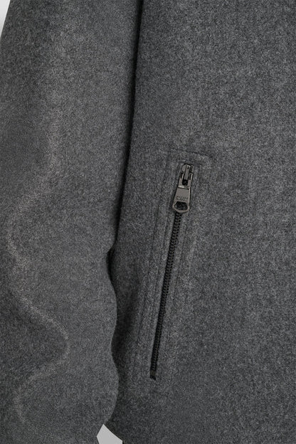 Grey DKNY FAUX WOOL BOMBER WITH HOODED BIB