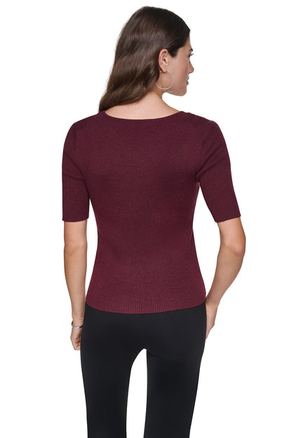 Putty DKNY ASYMMETRIC NECK STUDDED SWEATER
