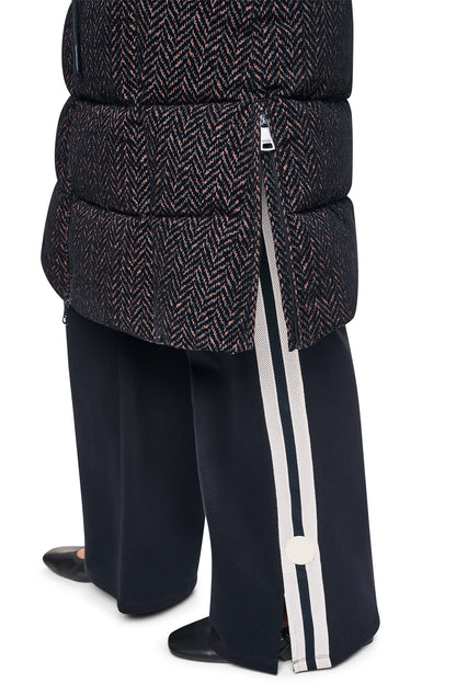 Brown Herringbone DKNY MAXI PUFFER COAT WITH HOOD