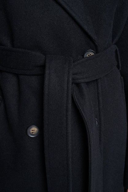 Mid Grey Melange DKNY DOUBLE BREASTED WRAP COAT