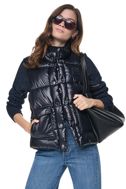 Metallic Dark Navy DKNY PUFFER VEST