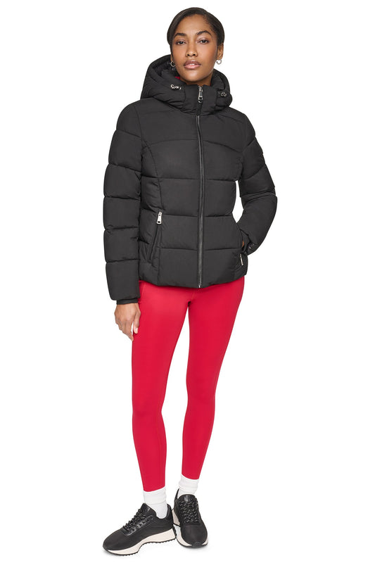 Black DKNY STRETCH PUFFER JACKET