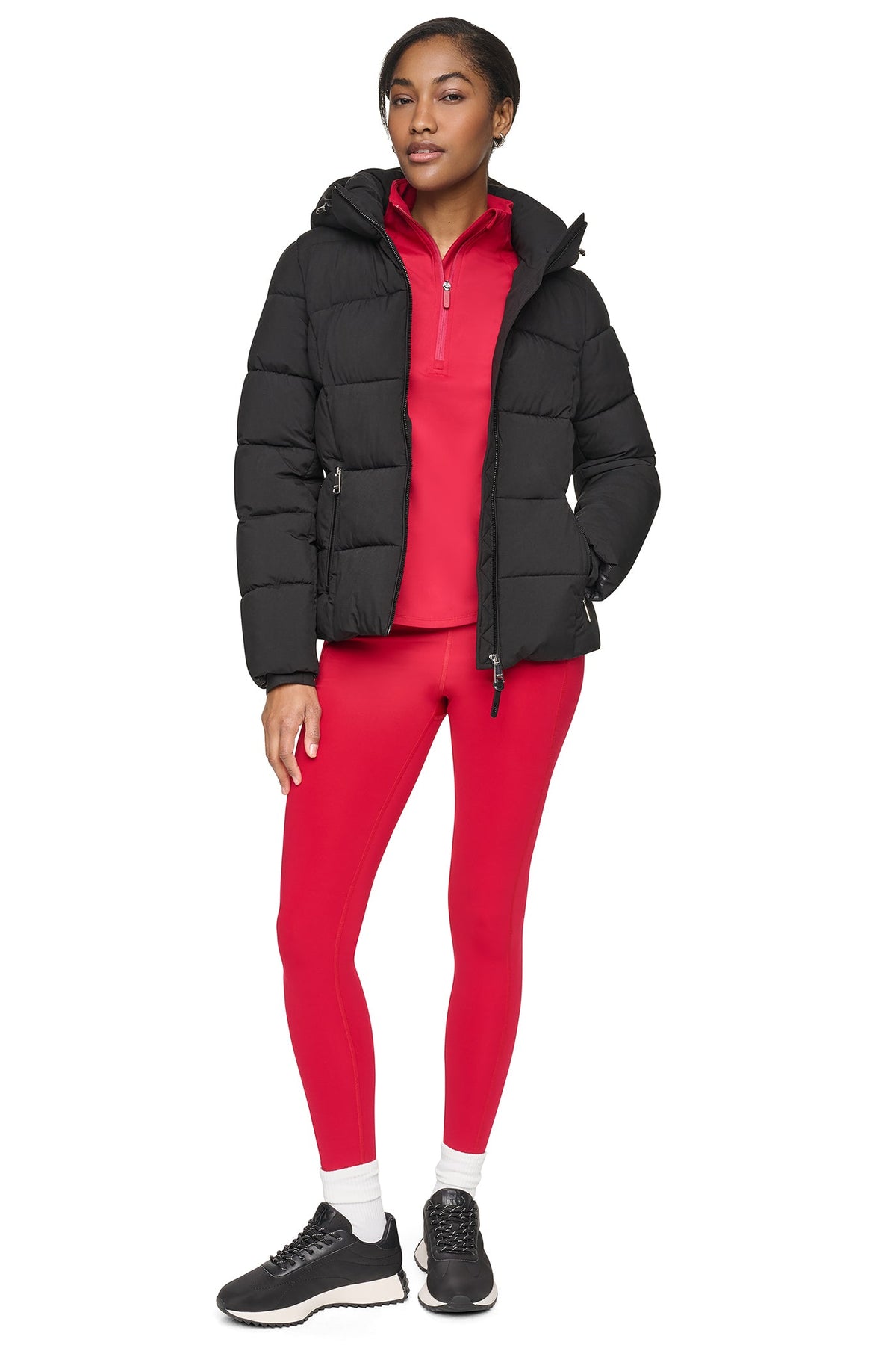 Black DKNY STRETCH PUFFER JACKET