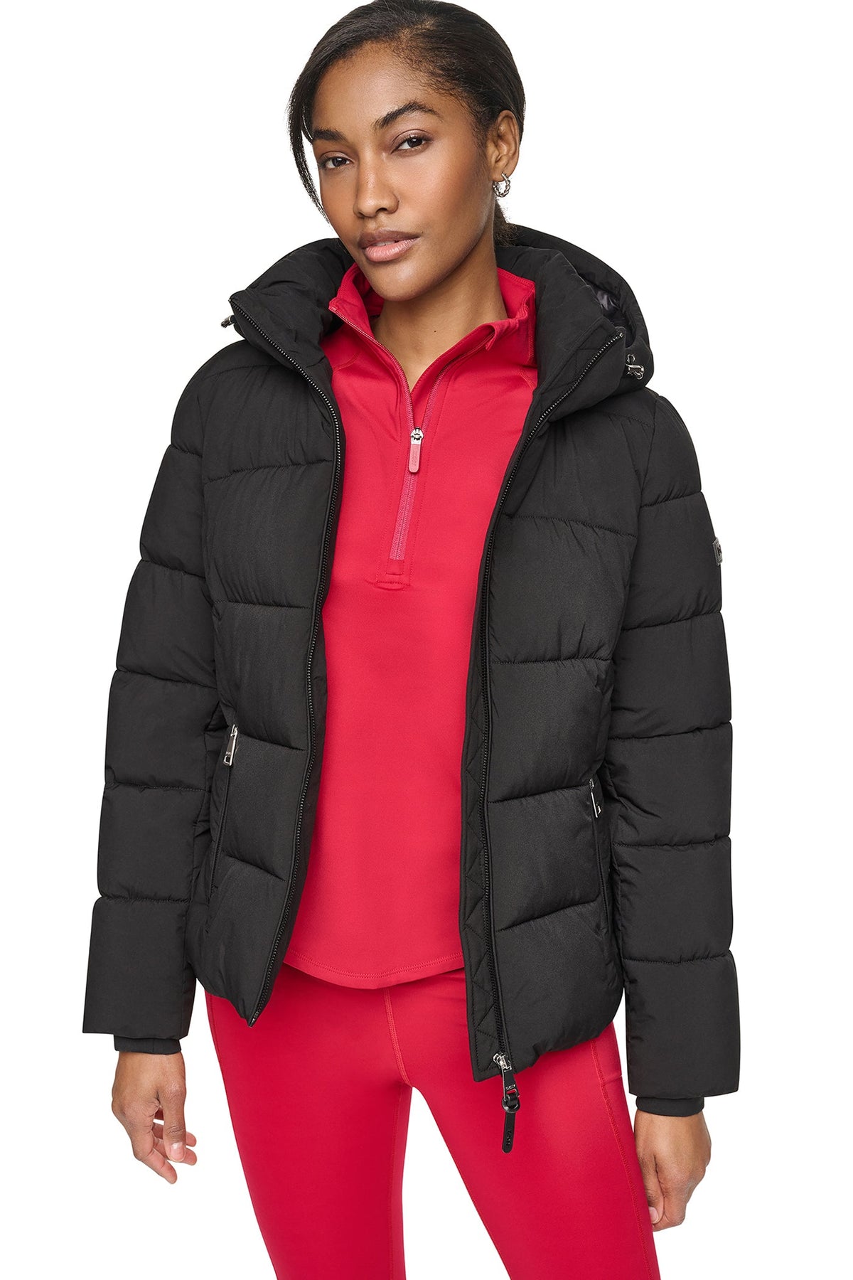 Black DKNY STRETCH PUFFER JACKET
