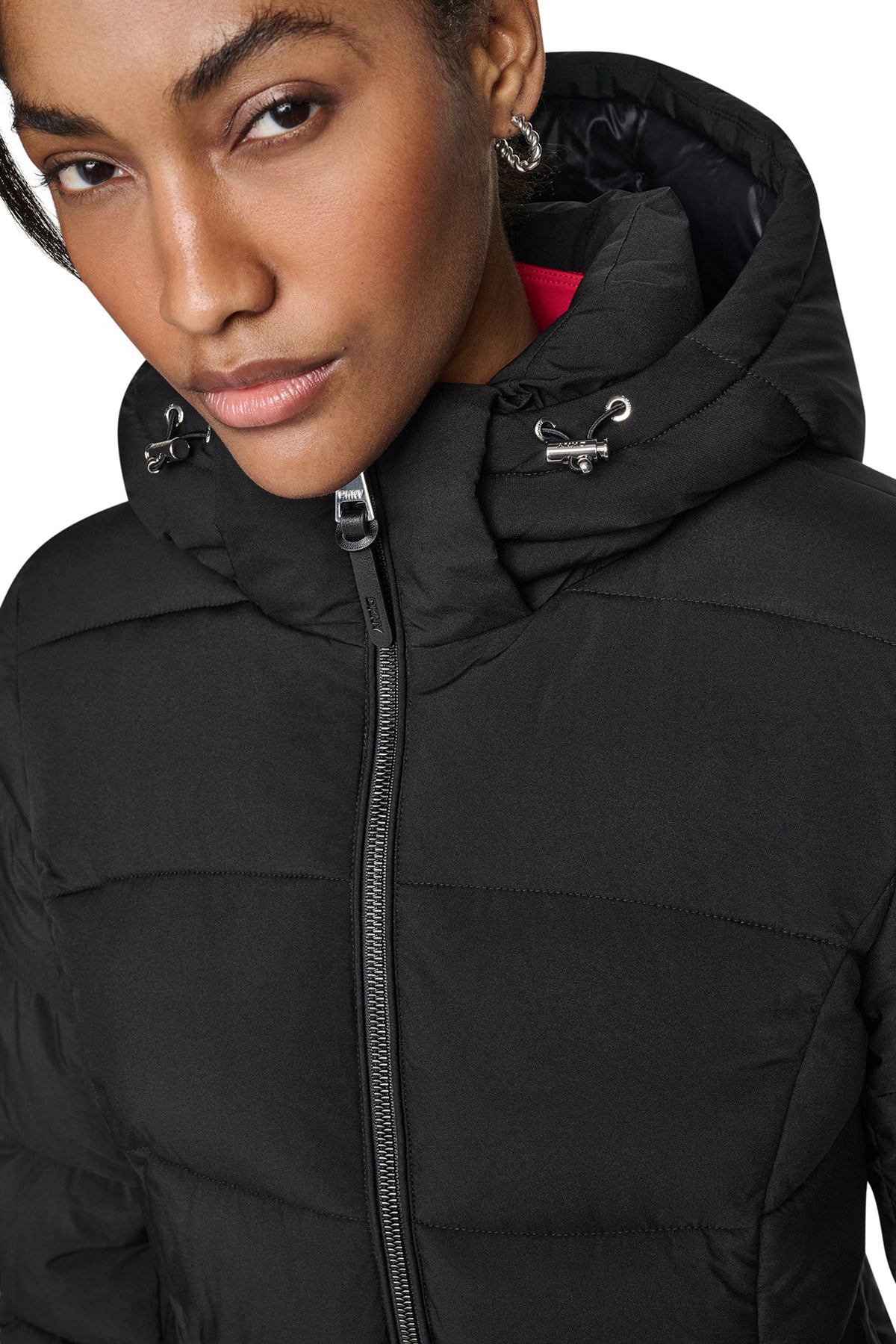Black DKNY STRETCH PUFFER JACKET