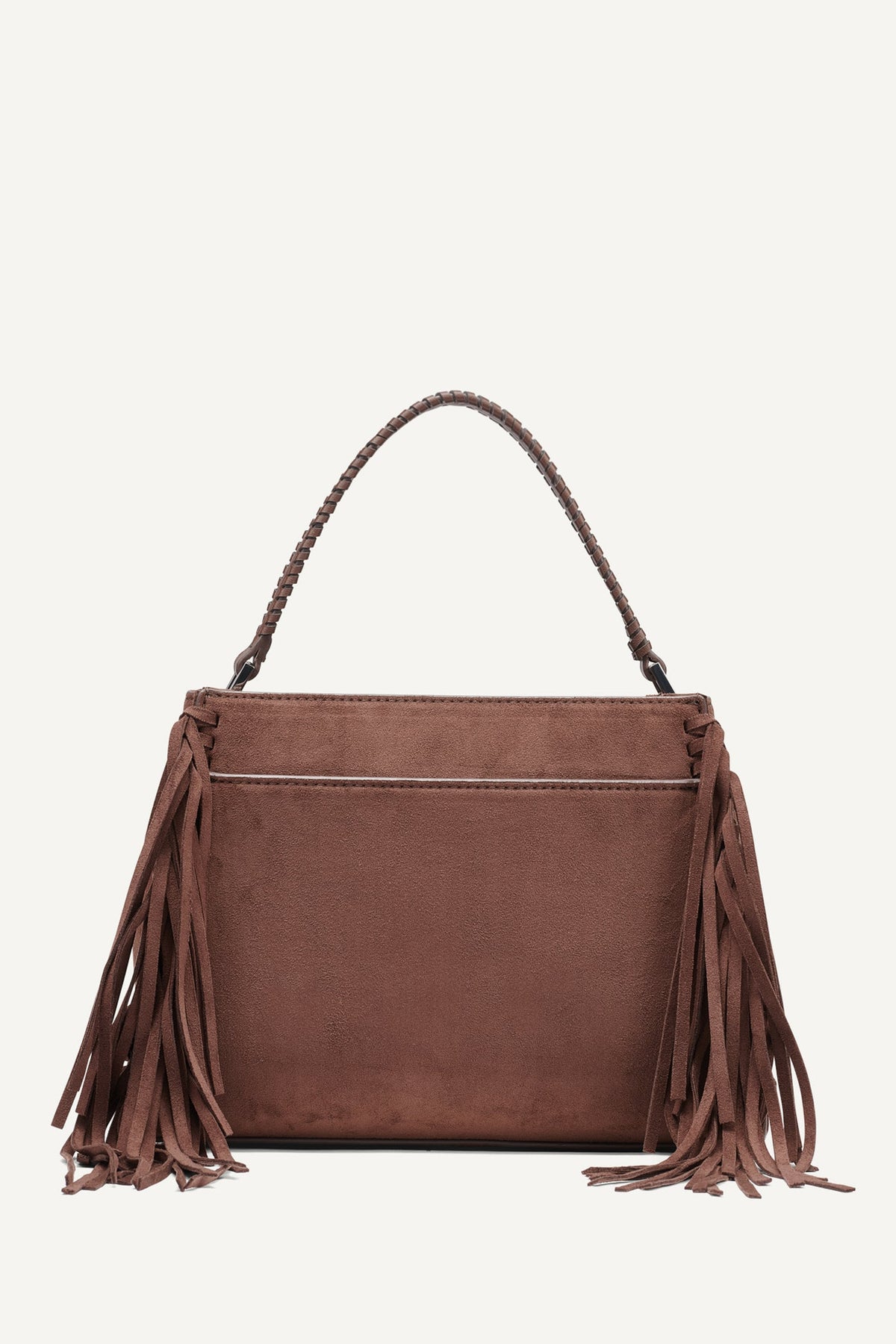 Chocolate DKNY FOSTER MEDIUM FRINGE SATCHEL