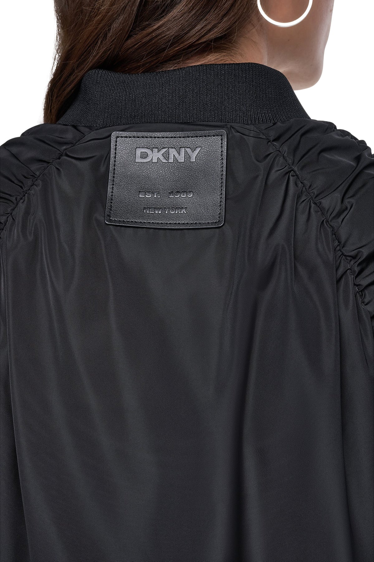 Black DKNY PINS & PATCHES RUCHED JACKET