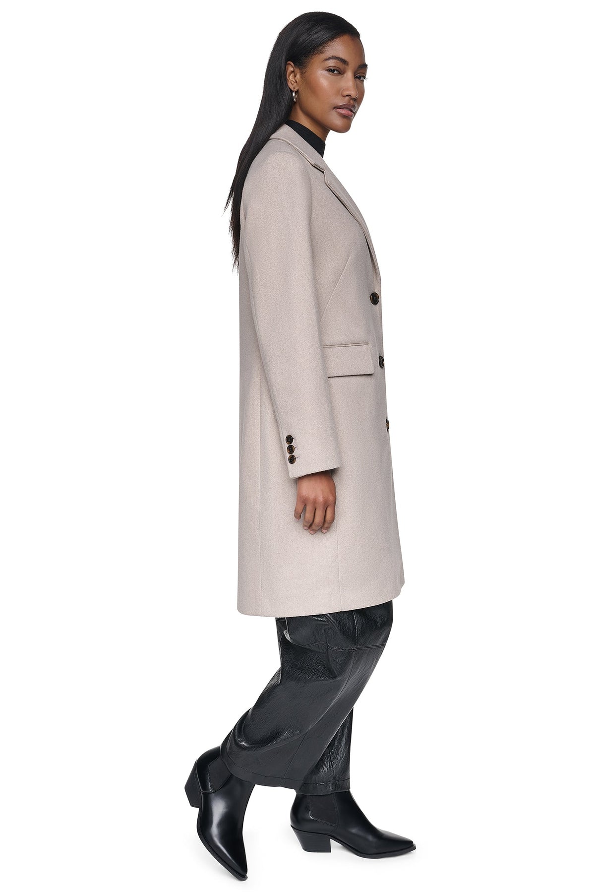 Black DKNY LONGLINE COAT
