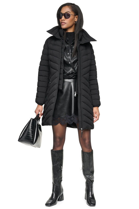 Pearl DKNY HOODED STAND COLLAR PUFFER