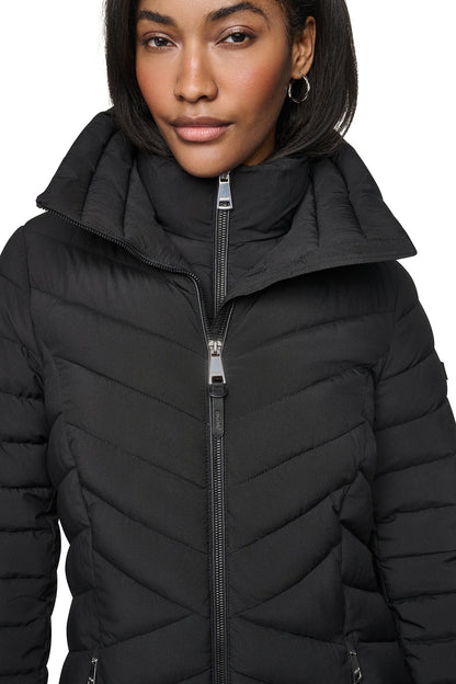 Pearl DKNY HOODED STAND COLLAR PUFFER