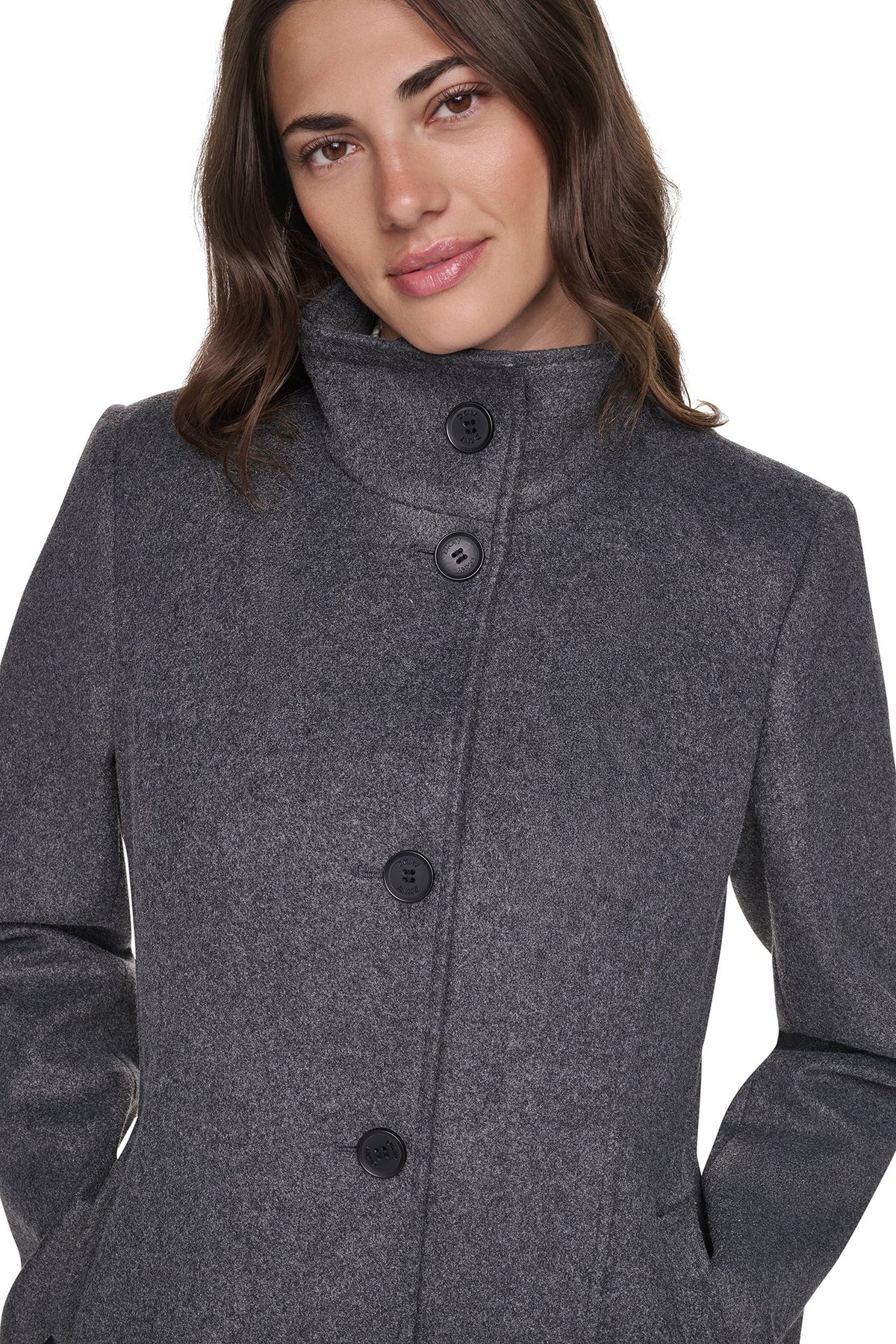 Black DKNY STAND COLLAR COAT