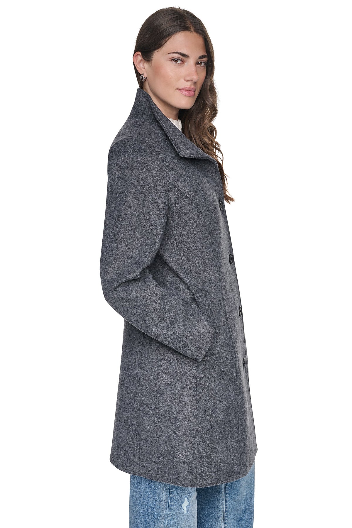 Black DKNY STAND COLLAR COAT