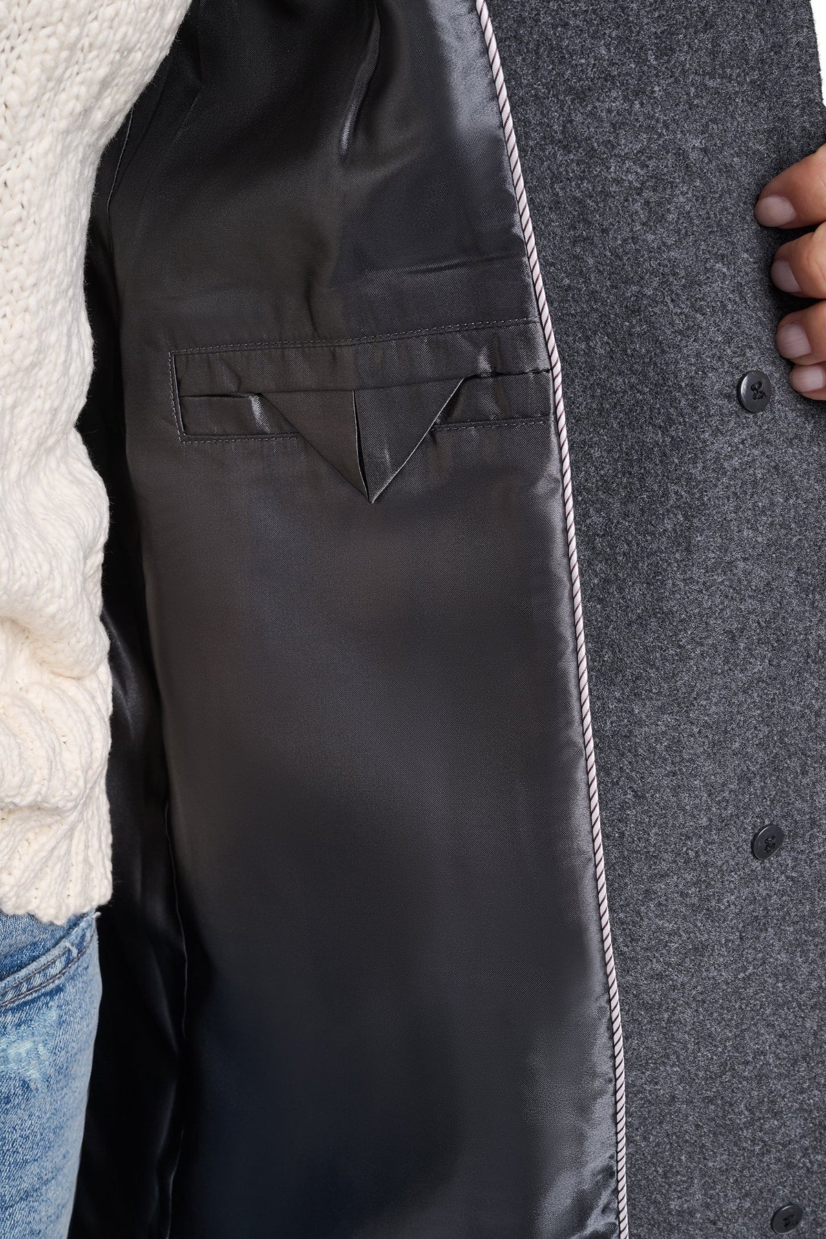 Black DKNY STAND COLLAR COAT