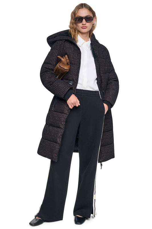 Pearl DKNY MAXI PUFFER COAT WITH HOOD