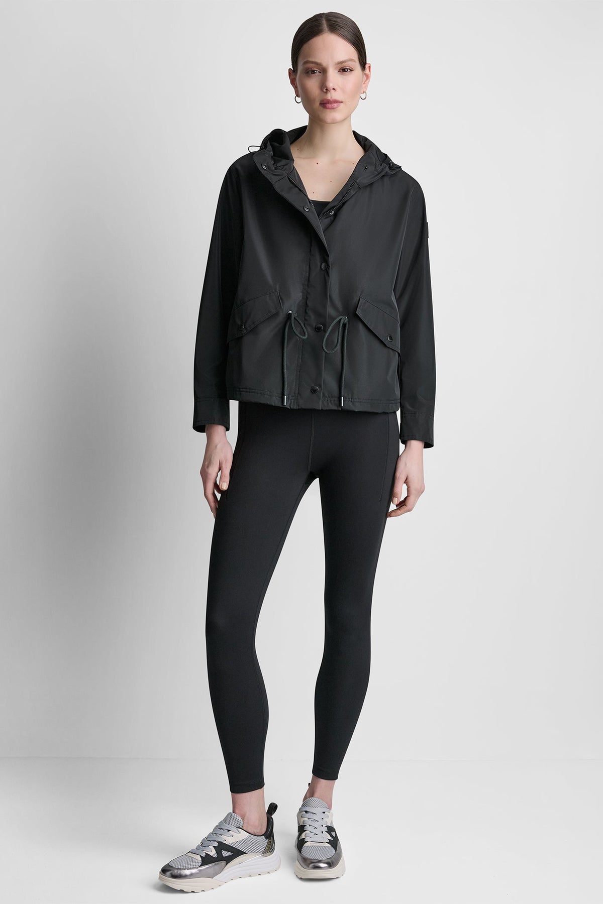 Black DKNY HIGH-LOW CROPPED JACKET