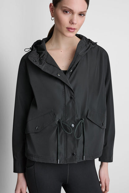 Black DKNY HIGH-LOW CROPPED JACKET