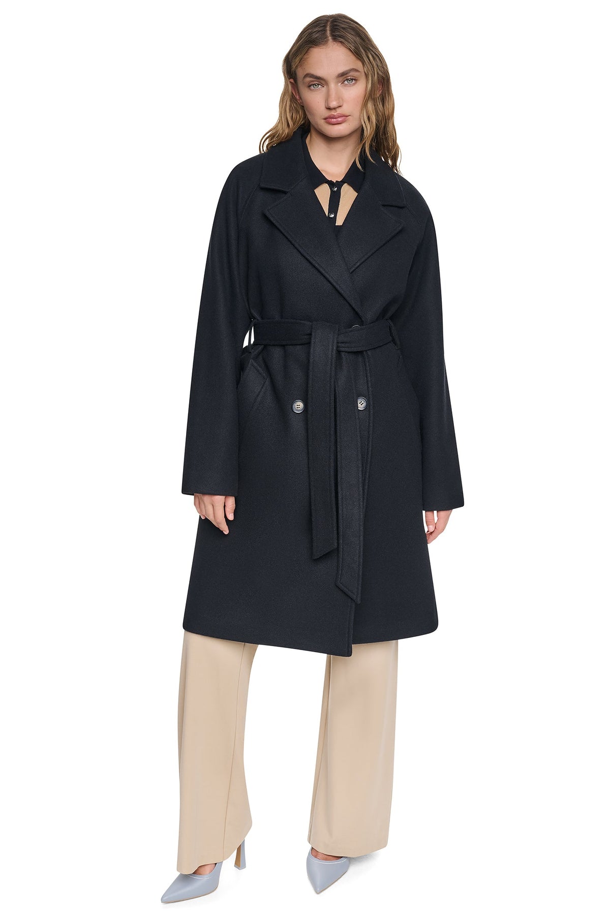 Bordeaux DKNY DOUBLE BREASTED WRAP COAT