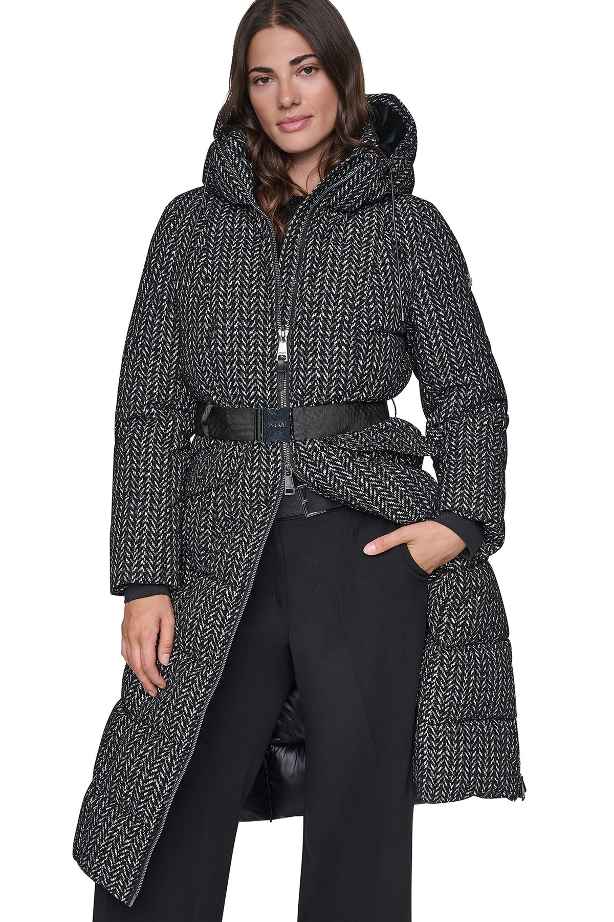 Loden DKNY MAXI PUFFER WITH BELT