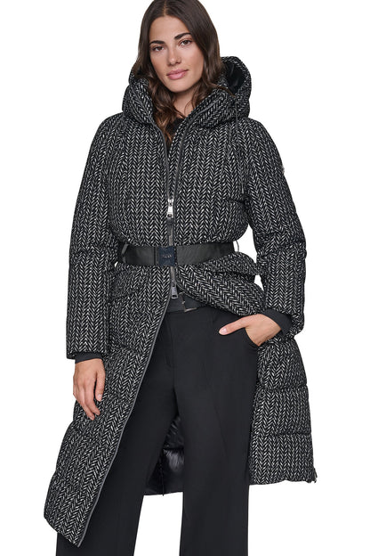 Loden DKNY MAXI PUFFER WITH BELT