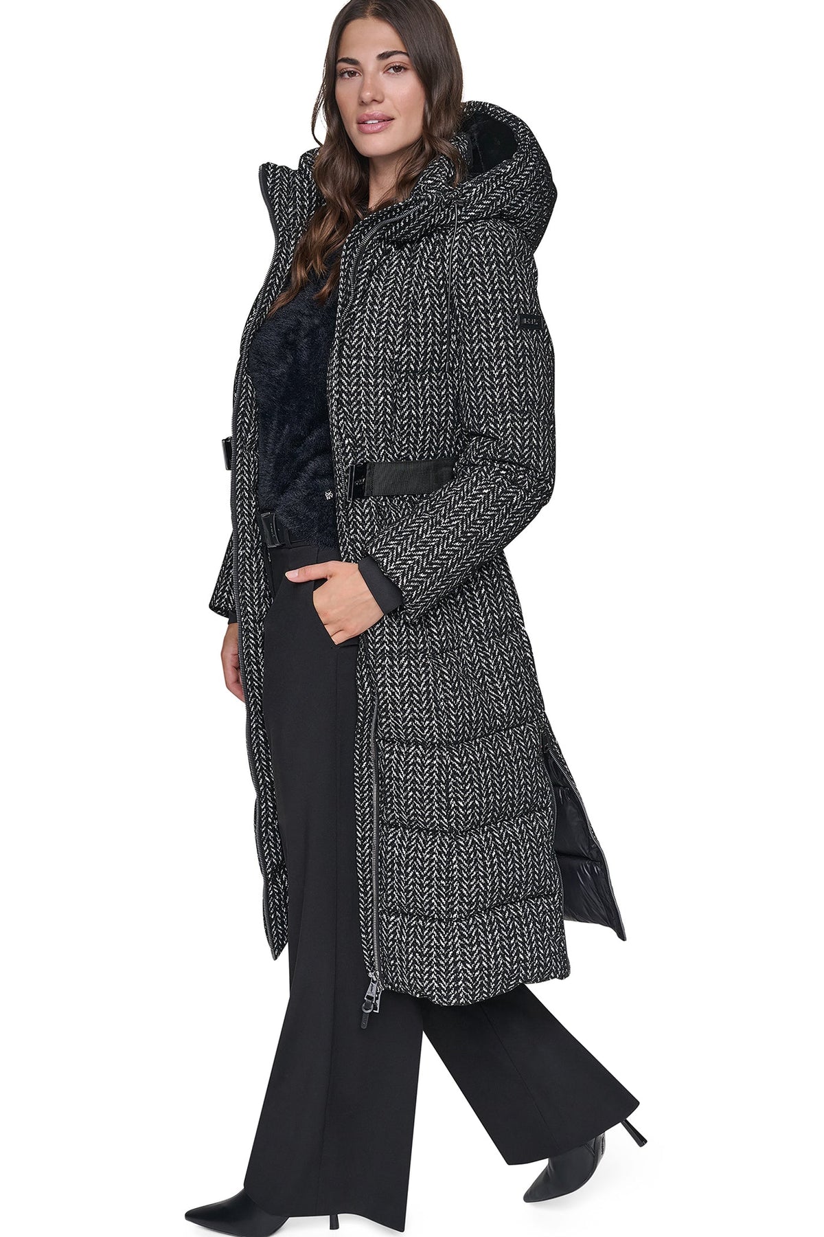 Loden DKNY MAXI PUFFER WITH BELT