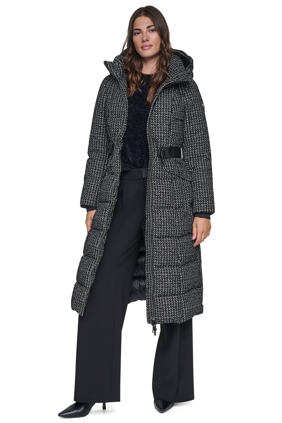 Loden DKNY MAXI PUFFER WITH BELT