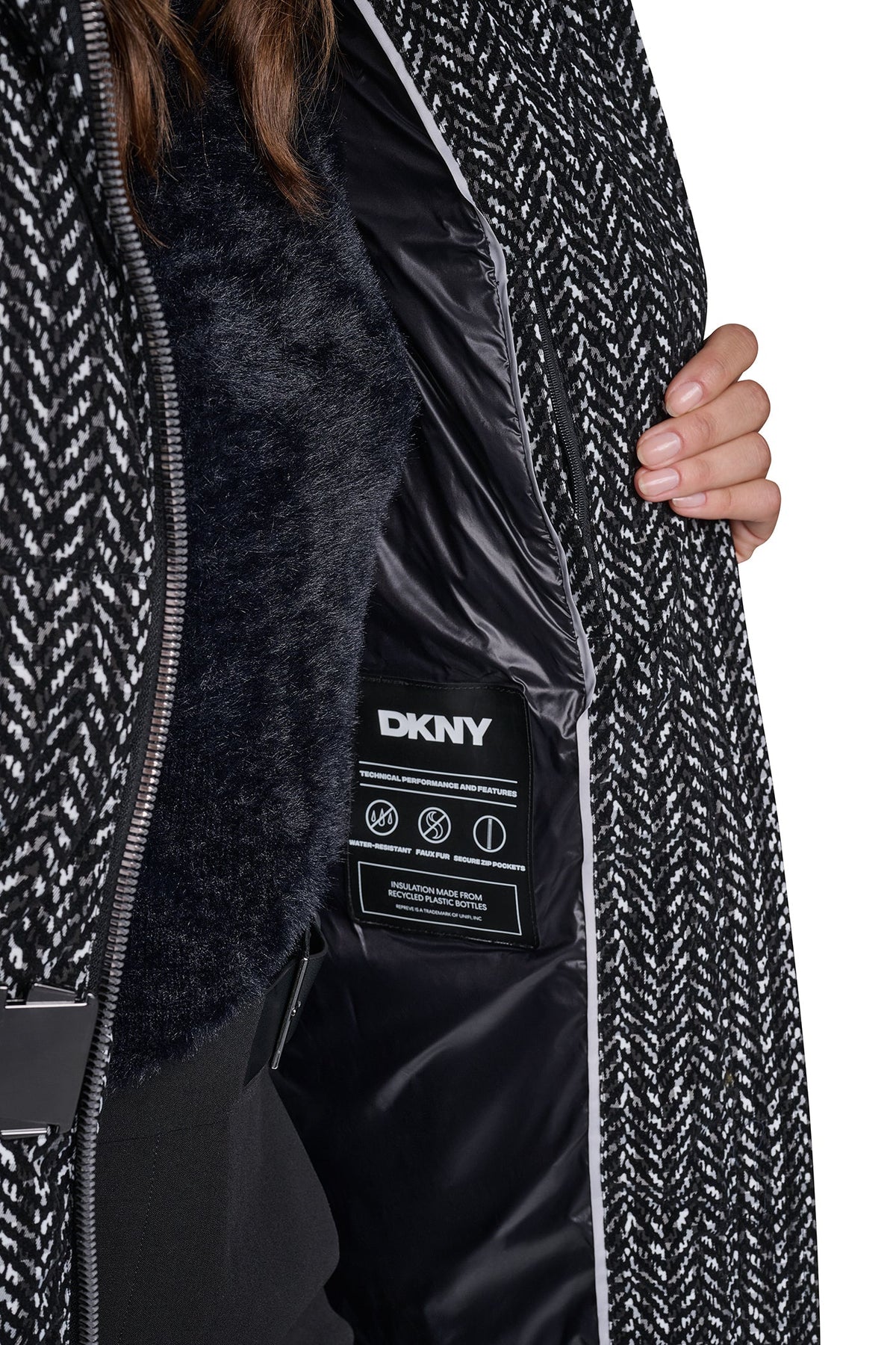 Loden DKNY MAXI PUFFER WITH BELT