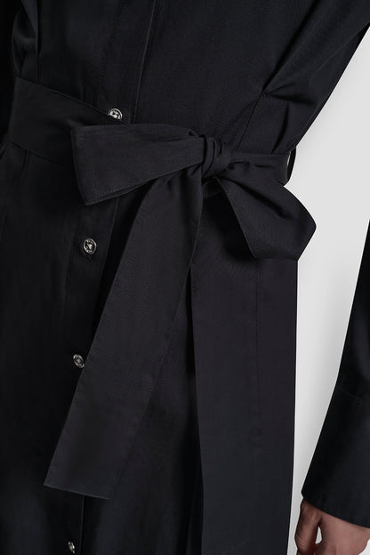 Black DKNY BUTTON DOWN MIDI SHIRT DRESS