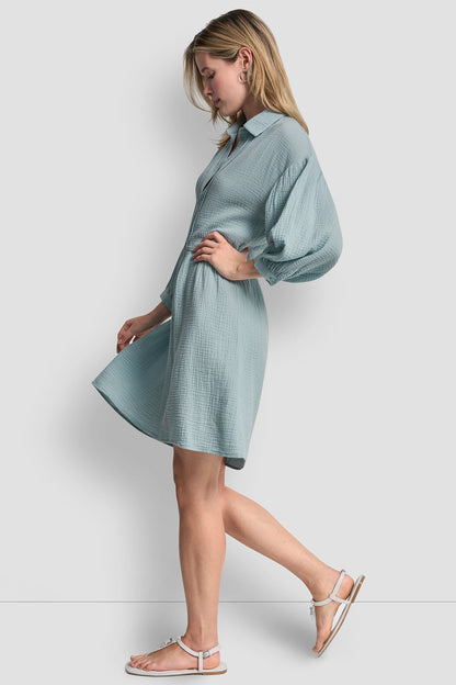 Mineral DKNY GAUZE V-NECK DRESS