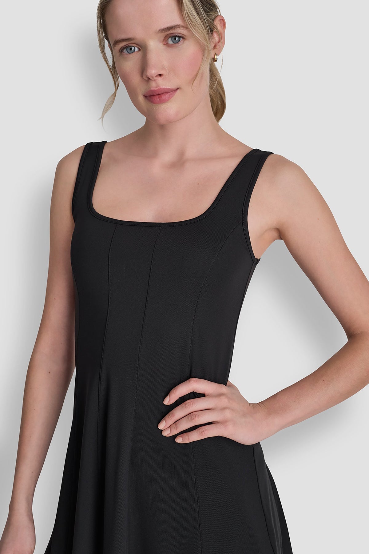 Black DKNY BALANCE COMPRESSION DRESS WITH BUILT-IN SHORTS