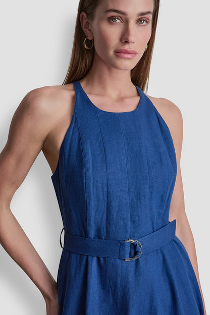 Admiral DKNY LINEN-BLEND SLEEVELESS MIDI DRESS