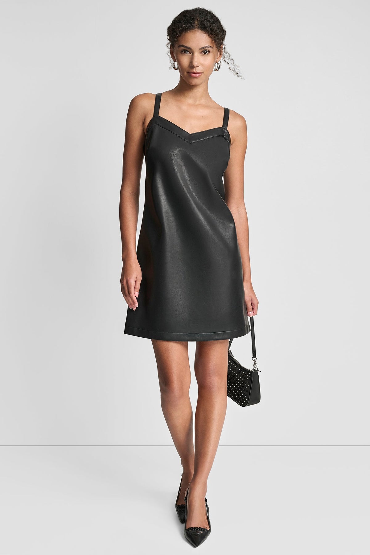 Black DKNY SLEEVELESS A-LINE MINI DRESS