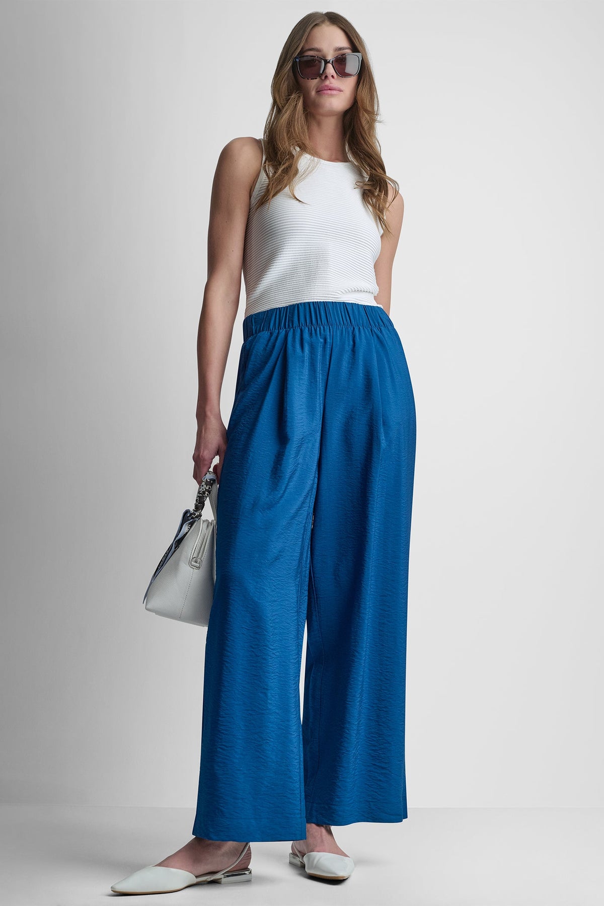 Admiral DKNY MID-RISE RUMPLED STRAIGHT-LEG ANKLE PANT