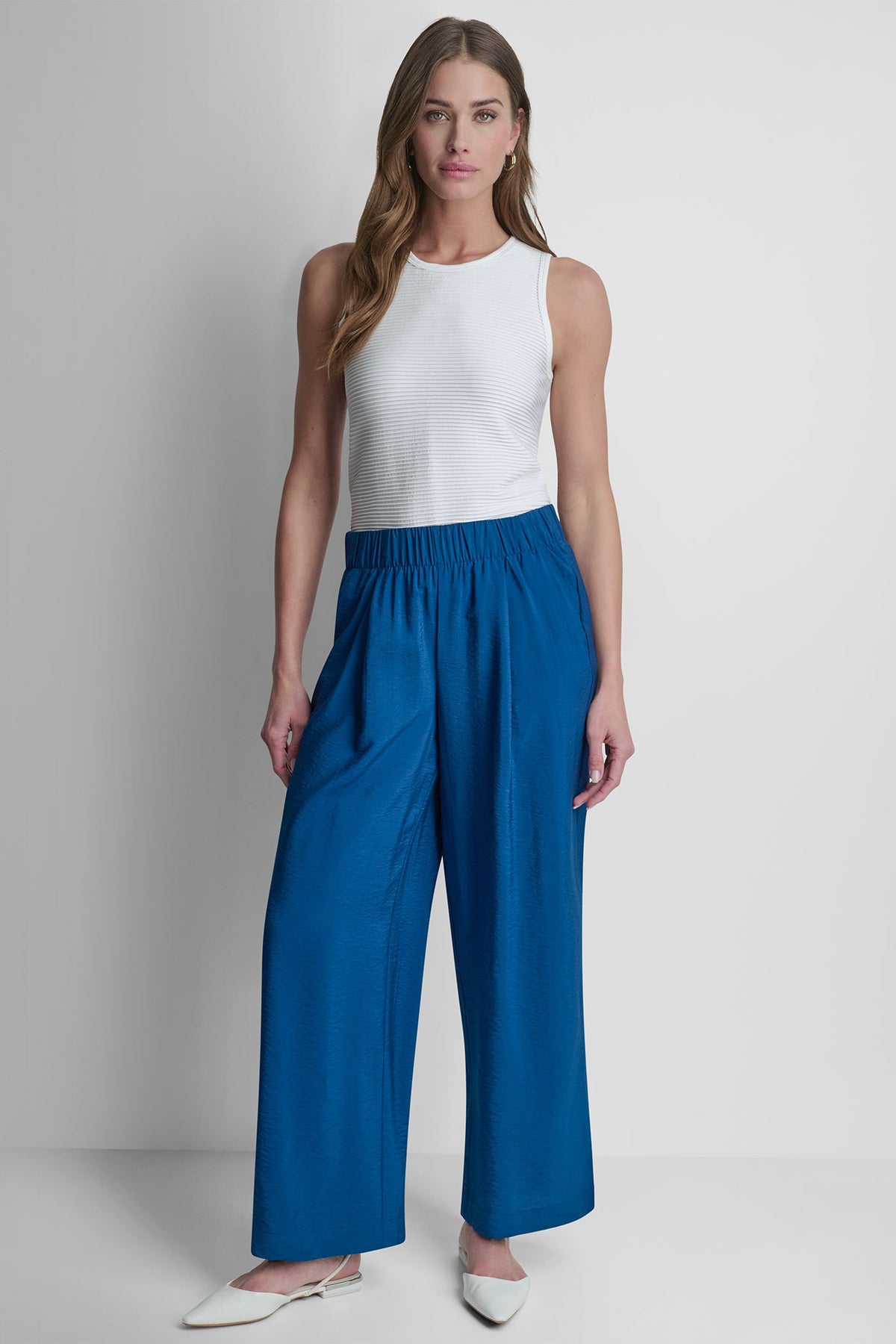 Admiral DKNY MID-RISE RUMPLED STRAIGHT-LEG ANKLE PANT
